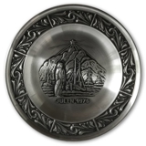 1976 Astri Holthe Norwegian Pewter Christmas plate, Fishing Boat