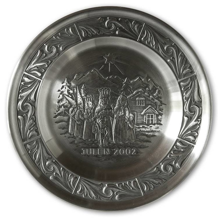2002 Astri Holthe Norwegian Pewter Christmas plate, Lucia