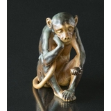 Kleiner Affe mit Schildkröte, Bing & Gröndahl Steingut Figur