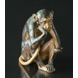 Kleiner Affe mit Schildkröte, Bing & Gröndahl Steingut Figur Nr. 1510