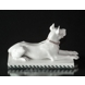 White Great Dane, Lying at attention, Bing & Grondahl dog figurine no. ??  Signed Dahl Jensen 1900