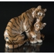 Tiger with cub playing lovingly with its mother's tail, Bing & Grondahl figurine no. 1948