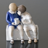 Unfair treatment, children sitting and drinking milk, Bing & Grondahl figurine