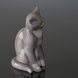 Cat sitting and cleaning itself, Bing & Grondahl cat figurine No. 2256