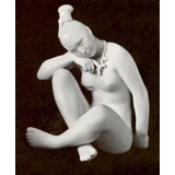 Naked woman sitting, white Bing & Grondahl figurine