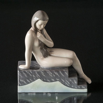 Nude Girl on stairs, Bing & Grondahl figurine No. 2302
