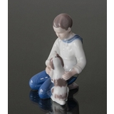 Boy with Dog, true friendship, Bing & Grondahl figurine No. 2334
