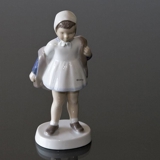 Hallo again, Girl taking of her coat, Bing & Grondahl figurine No. 2387