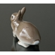 Brown rabbit sitting keeping low, Bing & Grondahl figurine No. 2422