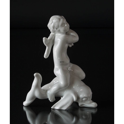 Sea boy riding a dolphin, Bing & Grondahl figurine no. 4058 or 58