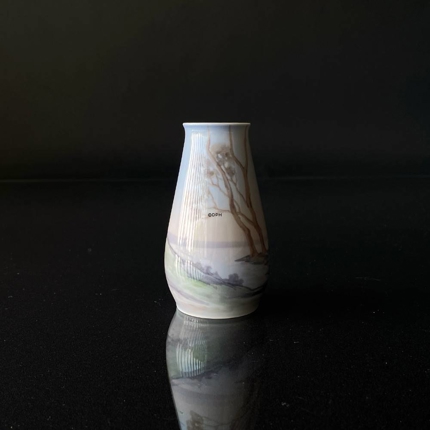 Vase with landscape, trees by lake, Bing & Grondahl no. 665-5256