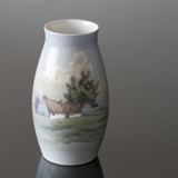 Vase with scenery with farm house, Bing & Grondahl No. 8790-247