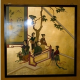 Kinesisk vægpanel med damer, håndmalet