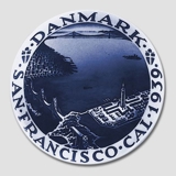 Memorial plate, Denmark San Francisco California 1939, Bing & Grondahl