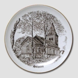 Holsted Church plate, drawing in brown, Bing & Grondahl