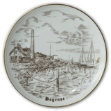 Bogense plate, drawing in brown, Bing & Grondahl