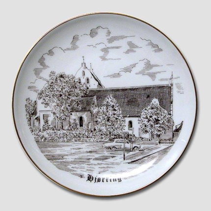 Hjoerring Church plate, drawing in brown, Bing & Grondahl