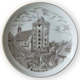 The Round Tower in Copenhagen Plate, drawing in brown, Bing & Grondahl
