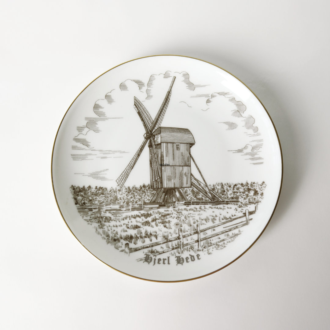 Bing & Grøndahl Platte, Hjerl hede, brun stregtegning