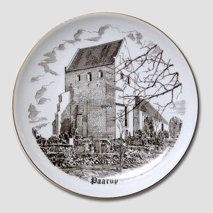 Paarup Church plate, drawing in brown, Bing & Grondahl