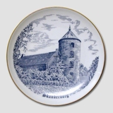 Bing & Grøndahl Platte med motiv fra Skanderborg, blå stregtegning