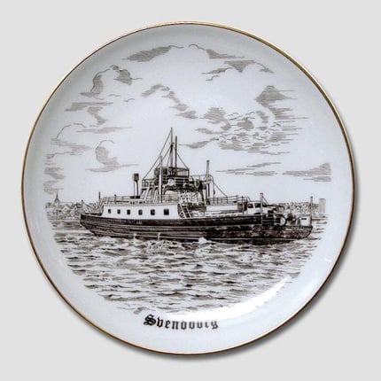 Bing & Grondahl Plate, Svendborg, drawing in brown