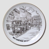 Odense Tramways-plate, Odense Street Scenery, drawing in brown, Bing & Grondahl