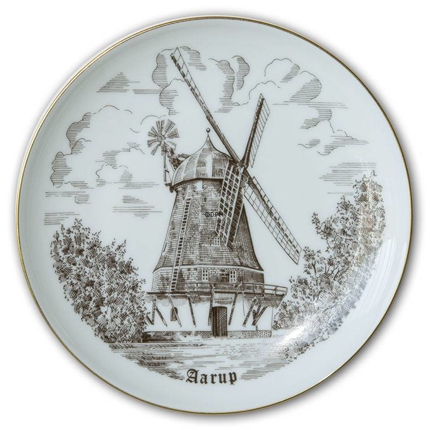 Aarup mill plate, drawing in brown, Bing & Grondahl