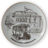 Bing & Grøndahl Platte, Omnibus i København, brun stregtegning