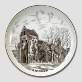 Bing & Grondahl Plate, Kerteminde, drawing in brown
