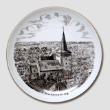 Bing & Grondahl Plate, Sakskoebing, drawing in brown