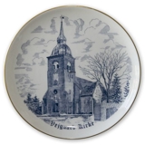 Vejgaard Kirke platte, blå stregtegning, Bing & Grøndahl
