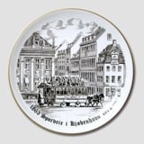 Bing & Grondahl Copenhagen Tramways-plate, Horse-driven Tram, drawing in brown