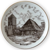 Hillerød Kirke platte, brun stregtegning, Bing & Grøndahl