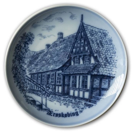 Plate Ærøskøbing, drawing in blue, Bing & Grondahl