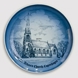 Teller, St. Albans Kirche in Kopenhagen, Zeichnung in blau, Bing & Gröndahl