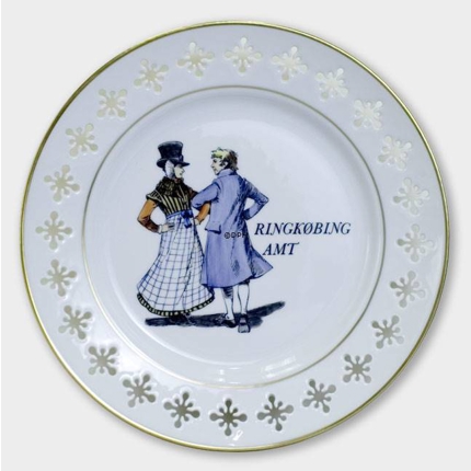 Plate with danish Folk Dancers Ringkøbing Amt, Bing & Grondahl