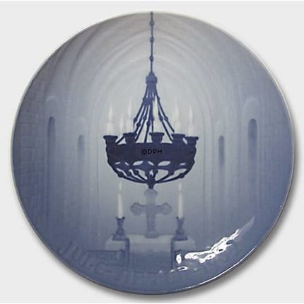 Interior 
of a Gothic church 1902, Bing & Grondahl Christmas plate, designed by Dahl Jensen
