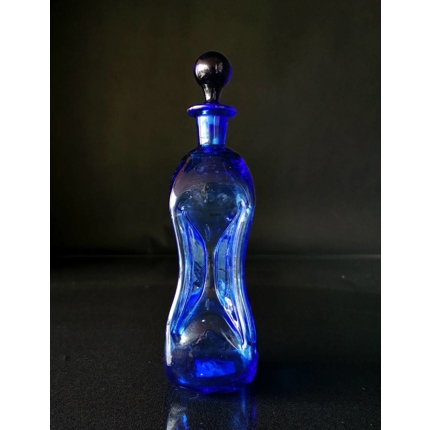 Holmegaard Blaue Glug-Flasche mit Pfropfen, Glas