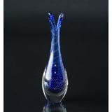 Duckling Vase, Holmegaard, glass blue with bubbles