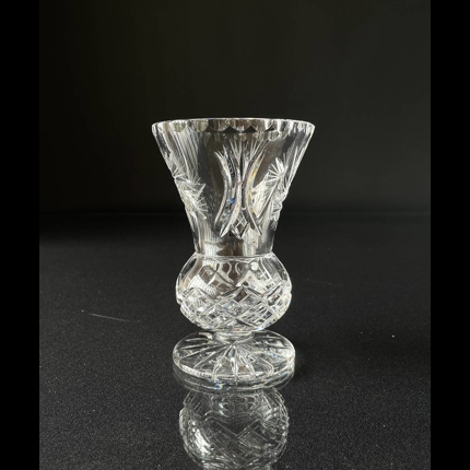 Crystal glass vase with engravings for single flower
