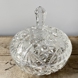 Crystal glass Bonbonniere, bowl with lid, with engravings