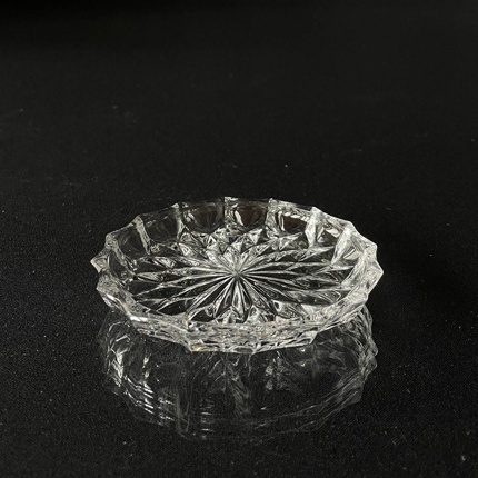 Krystal glas asiet eller smørskål med slibninger