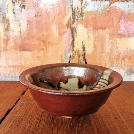 Keramikvase, braun mit Muster