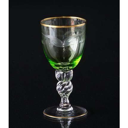 Lyngby måge drikkeglas, hvidvinsglas, grøn