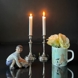Silberne Kerzenhalter, 19cm. 2 Stück