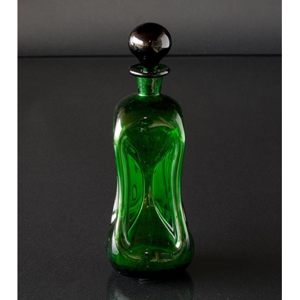 Holmegaard Grüne Glug-Flasche mit Pfropfen, Glas