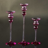 Holmegaard Cassiopeia Candlesticks, Red Set of Three