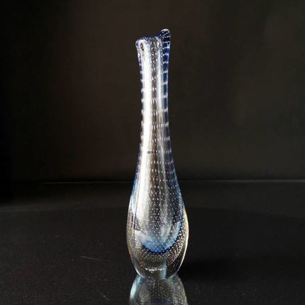 Vase, Holmegaard, Glas Blau mit Blasen