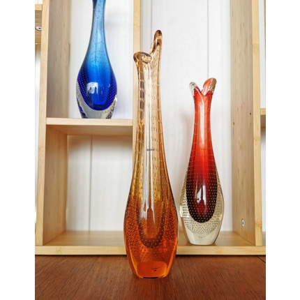 Vase, Holmegaard, Glas Braun mit Blasen